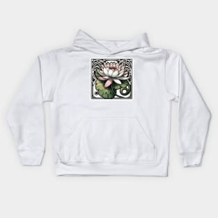 art nouveau water lily july Birth Month Flower Kids Hoodie